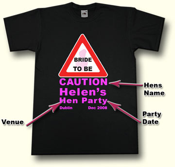 Caution Bride To Be Hen Party T shirt