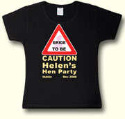 Caution Bride To Be hens party t shirt