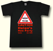 Caution Bride To Be hens party t shirt
