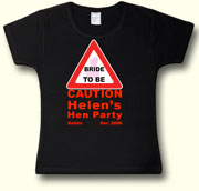 Caution Bride To Be Hen Party t shirt in black