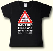 Caution Bride To Be Hen Party t shirt in black