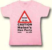 Caution Bride To Be Hen Party t shirt in Pink