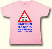 Caution Bride To Be Hen Party t shirt in Pink