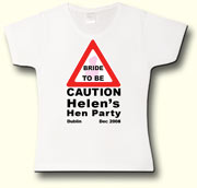 Caution Bride To Be Hen Party t shirt in white