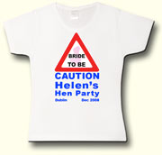 Caution Bride To Be Hen Party t shirt in white