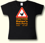 Caution Hen Party t shirt in black