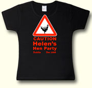 Caution Hen Party t shirt in black