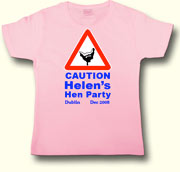 Caution Hen Party t shirt in Pink