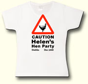 Caution Hen Party t shirt in white