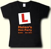 Learner Hen Party t shirt in black